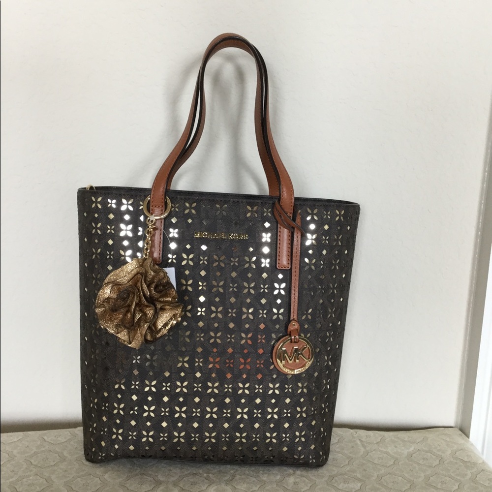 Michael Kors rose ruffle Pom Pom charm